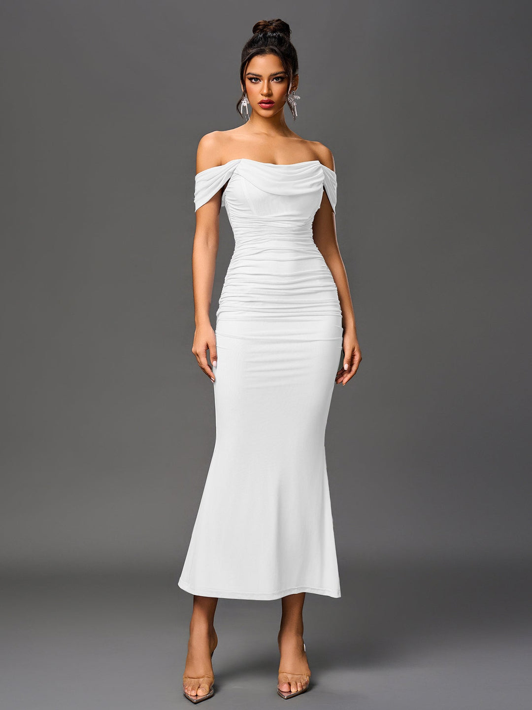 Women’s Off-Shoulder Bodycon Maxi Dress – Elegant Winter Party & Christmas Evening Dress