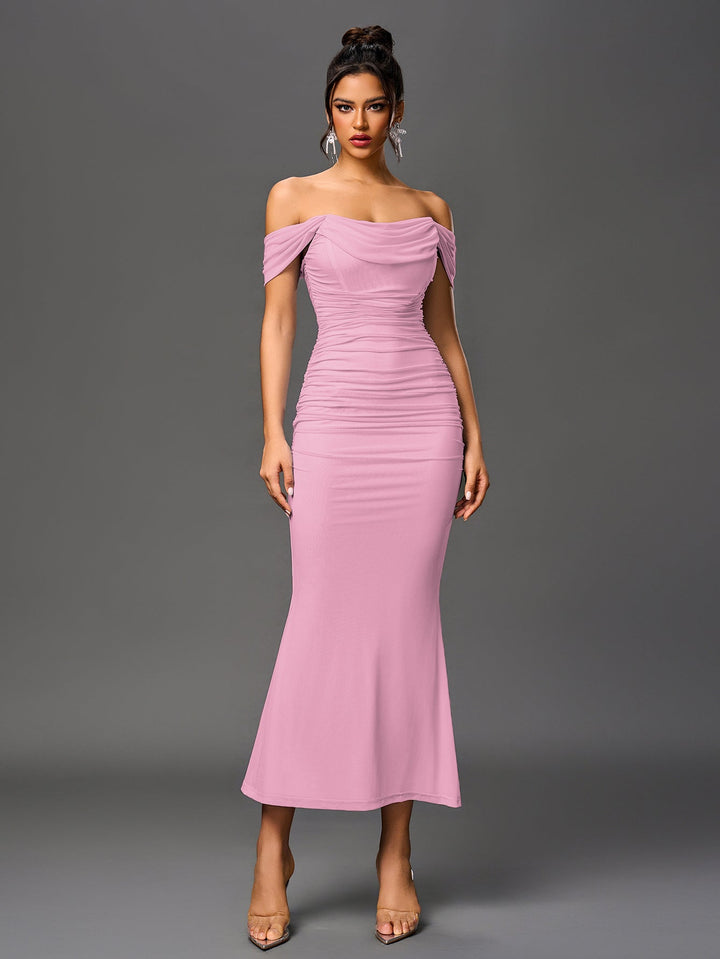 Women’s Off-Shoulder Bodycon Maxi Dress – Elegant Winter Party & Christmas Evening Dress