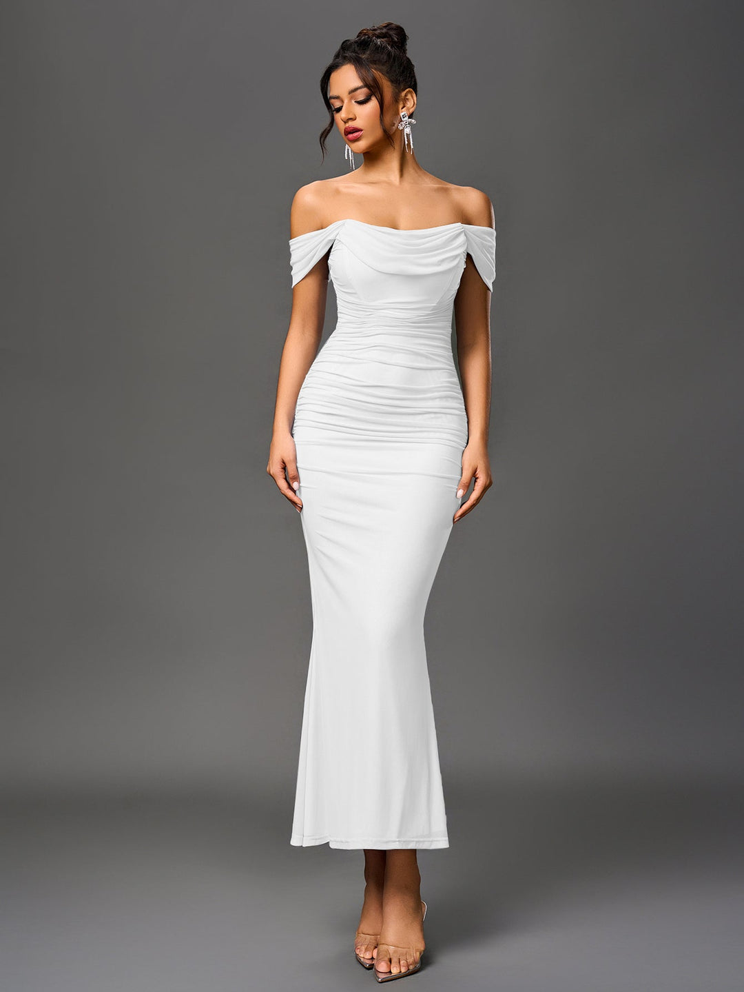 Women’s Off-Shoulder Bodycon Maxi Dress – Elegant Winter Party & Christmas Evening Dress