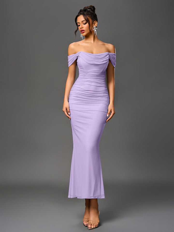 Women’s Off-Shoulder Bodycon Maxi Dress – Elegant Winter Party & Christmas Evening Dress