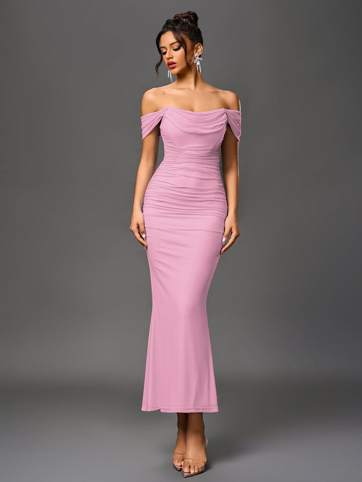 Women’s Off-Shoulder Bodycon Maxi Dress – Elegant Winter Party & Christmas Evening Dress