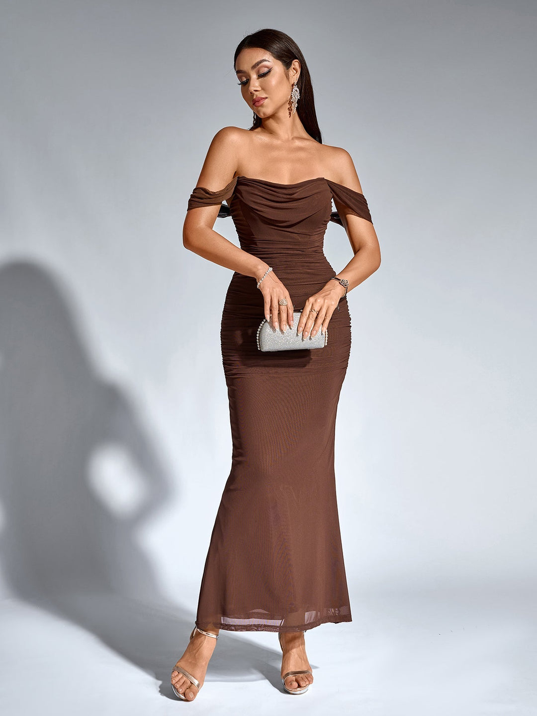 Women’s Off-Shoulder Bodycon Maxi Dress – Elegant Winter Party & Christmas Evening Dress