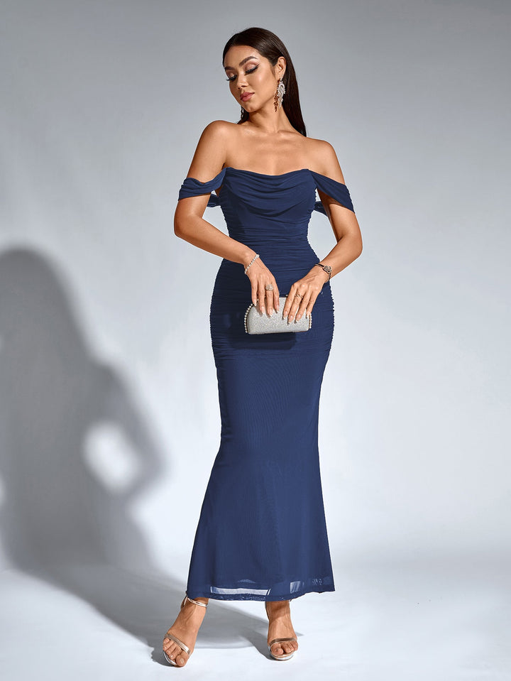Women’s Off-Shoulder Bodycon Maxi Dress – Elegant Winter Party & Christmas Evening Dress