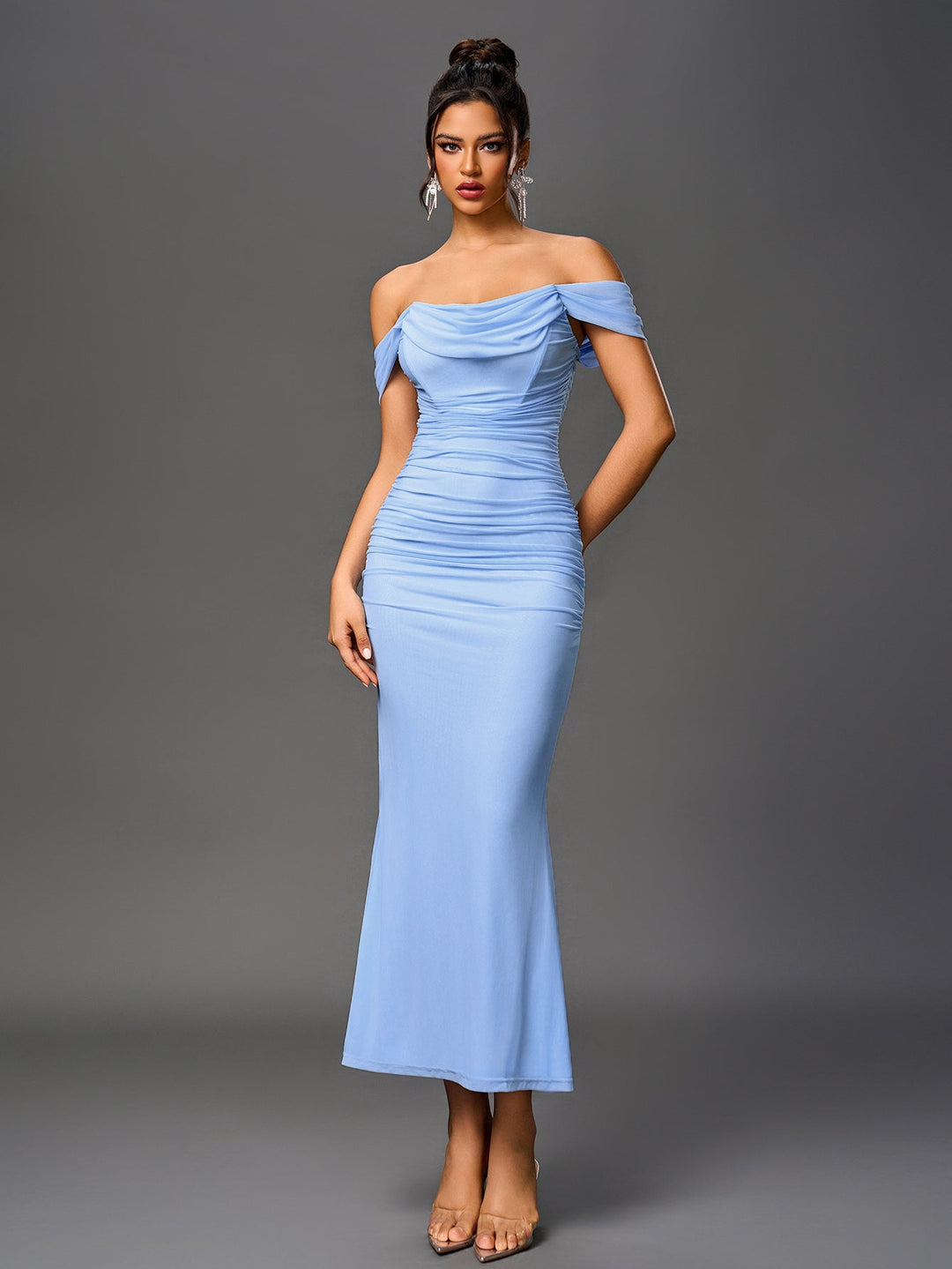 Women’s Off-Shoulder Bodycon Maxi Dress – Elegant Winter Party & Christmas Evening Dress
