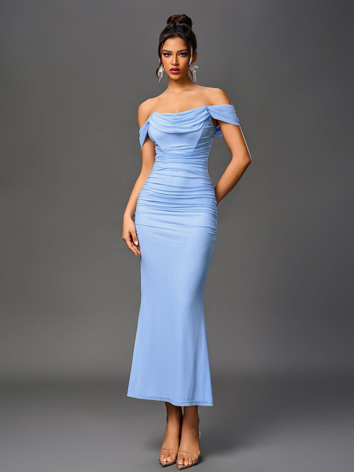 Women’s Off-Shoulder Bodycon Maxi Dress – Elegant Winter Party & Christmas Evening Dress