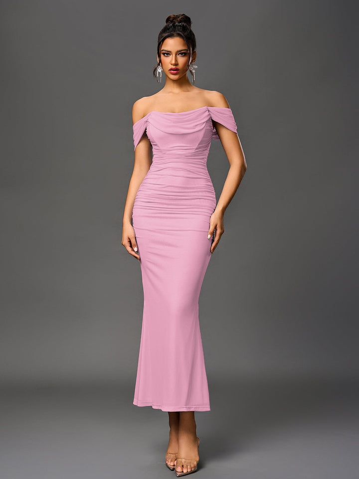 Women’s Off-Shoulder Bodycon Maxi Dress – Elegant Winter Party & Christmas Evening Dress