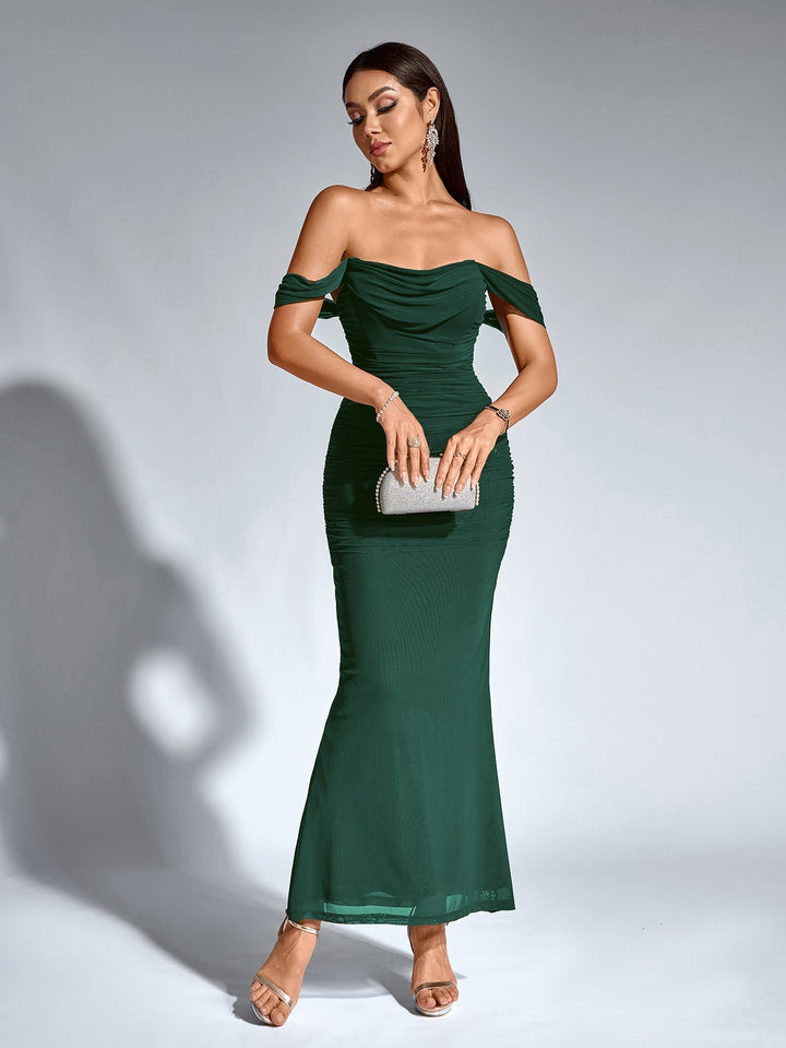 Women’s Off-Shoulder Bodycon Maxi Dress – Elegant Winter Party & Christmas Evening Dress