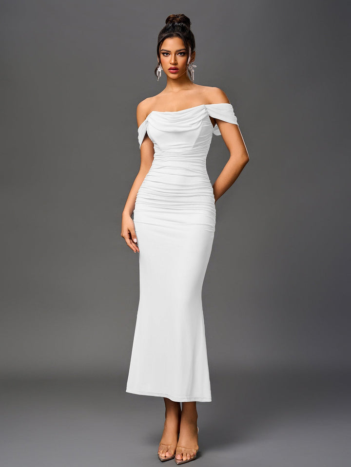 Women’s Off-Shoulder Bodycon Maxi Dress – Elegant Winter Party & Christmas Evening Dress