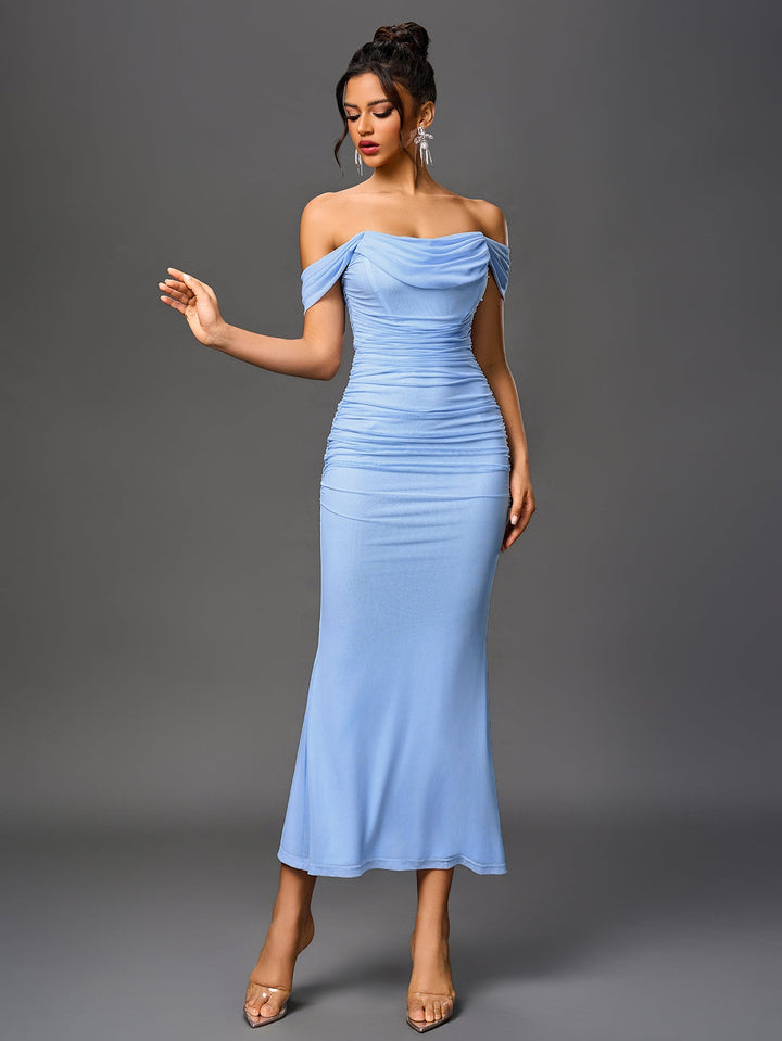 Women’s Off-Shoulder Bodycon Maxi Dress – Elegant Winter Party & Christmas Evening Dress