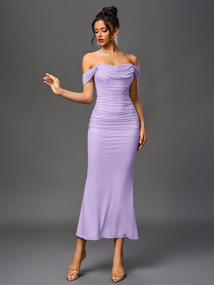 Women’s Off-Shoulder Bodycon Maxi Dress – Elegant Winter Party & Christmas Evening Dress
