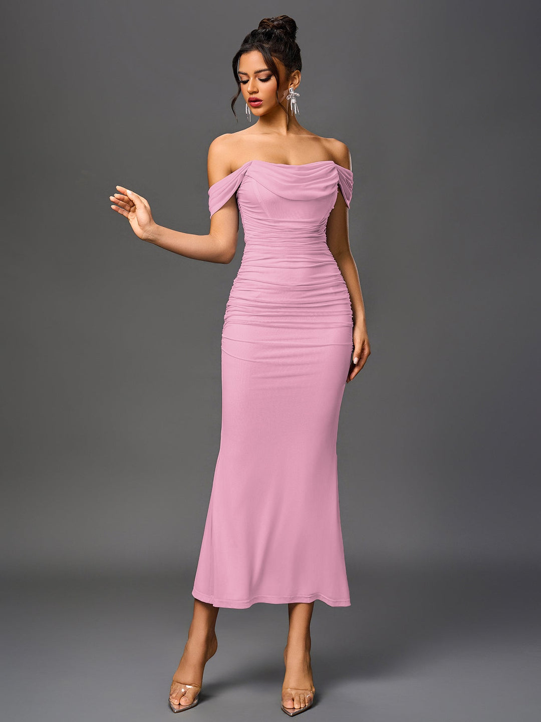 Women’s Off-Shoulder Bodycon Maxi Dress – Elegant Winter Party & Christmas Evening Dress