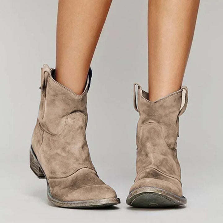 Women’s Warm Suede Ankle Boots – Comfortable Winter Western Style Boots