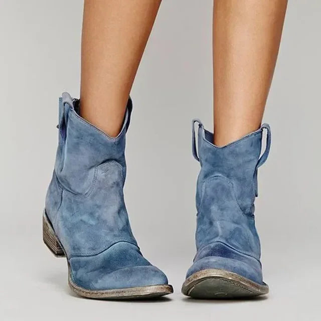Women’s Warm Suede Ankle Boots – Comfortable Winter Western Style Boots
