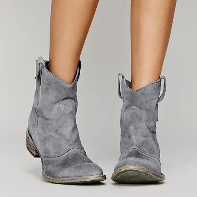 Women’s Warm Suede Ankle Boots – Comfortable Winter Western Style Boots