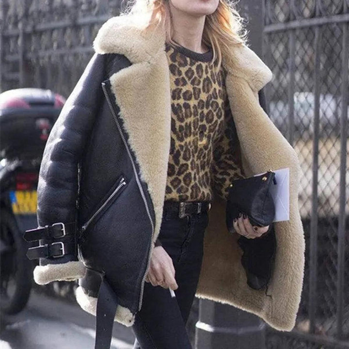 Isabelle | Women Winter Zip Up Warm Biker Jacket