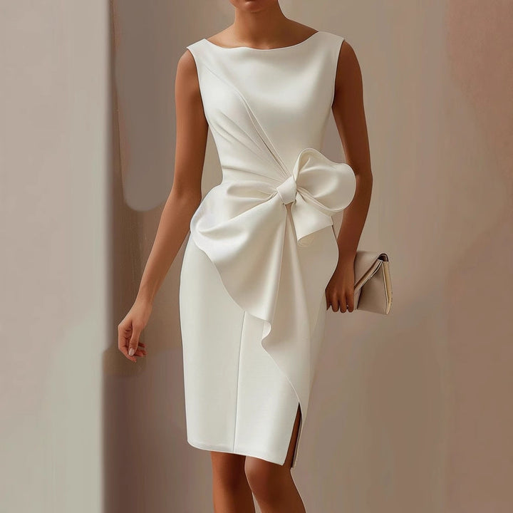 Elegant Cocktail Midi Dress with Side Bow
