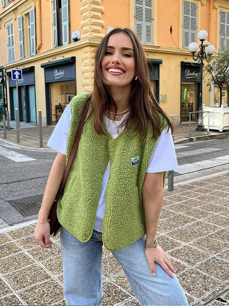 Women’s Sherpa Fleece Vest for Warm Winter Layering