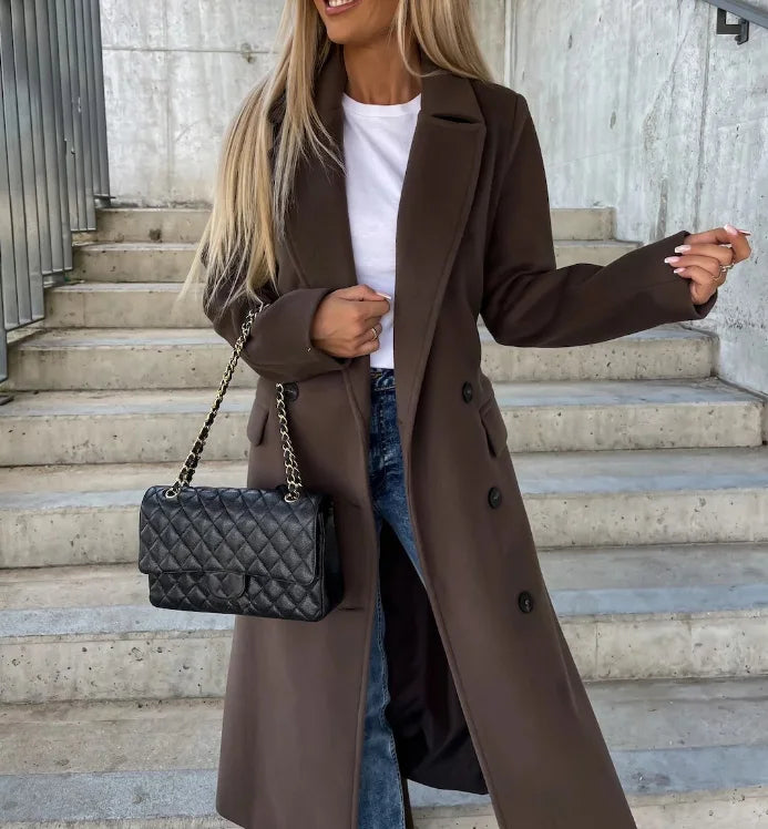 Maisie | Women’s Button Front Long Lapel Coat