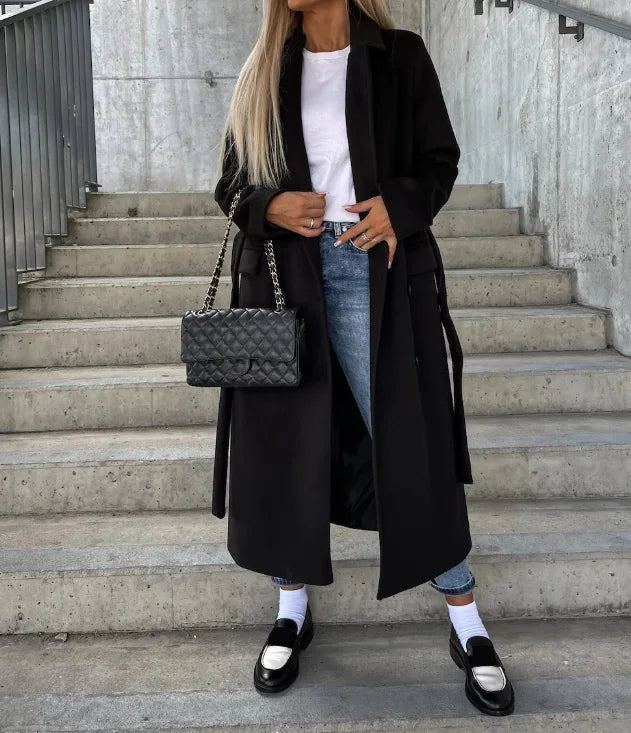 Maisie | Women’s Button Front Long Lapel Coat