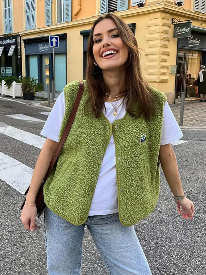 Women’s Sherpa Fleece Vest for Warm Winter Layering