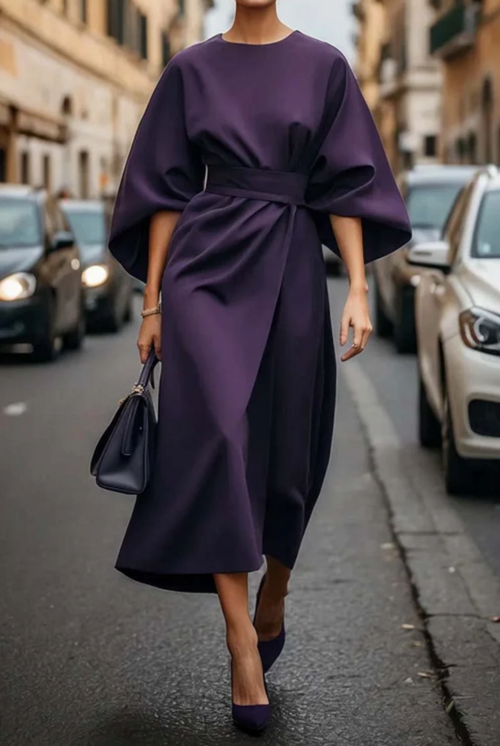Jasmine | Women’s Puff-Sleeve Dress with Flowing Belted Silhouette