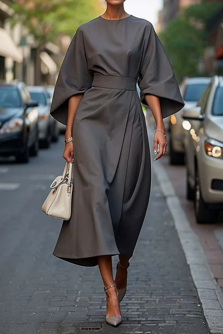 Jasmine | Women’s Puff-Sleeve Dress with Flowing Belted Silhouette