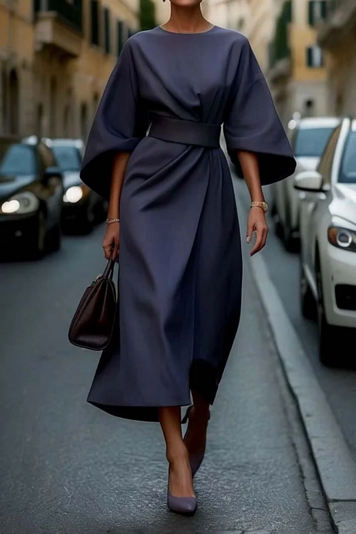 Jasmine | Women’s Puff-Sleeve Dress with Flowing Belted Silhouette
