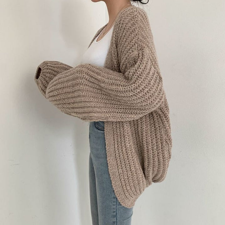 Women’s Oversized Chunky Knit Cardigan – Balloon Sleeve Open Front Jumper
