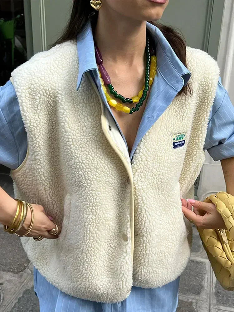 Women’s Sherpa Fleece Vest for Warm Winter Layering