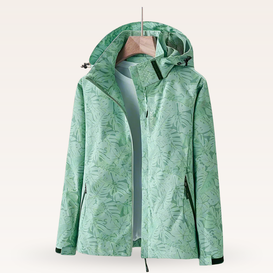 Stacey – Womens Waterproof Winter Hooded Jacket with Leaf Print