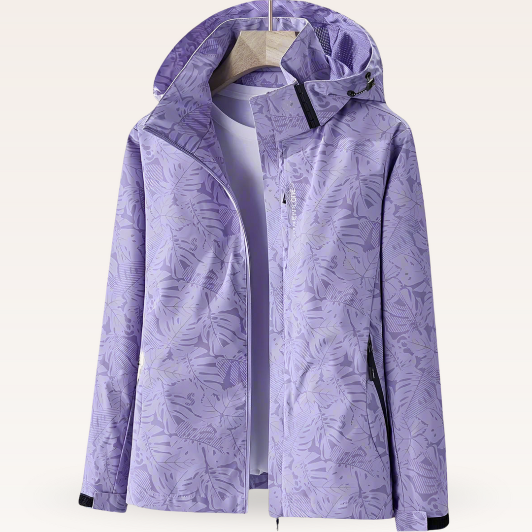 Stacey – Womens Waterproof Winter Hooded Jacket with Leaf Print