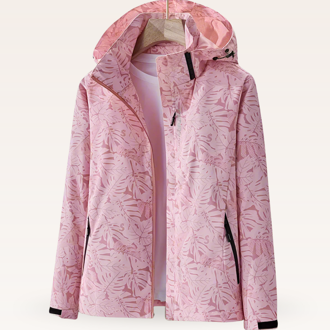 Stacey – Womens Waterproof Winter Hooded Jacket with Leaf Print