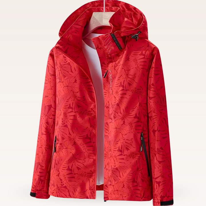 Stacey – Womens Waterproof Winter Hooded Jacket with Leaf Print