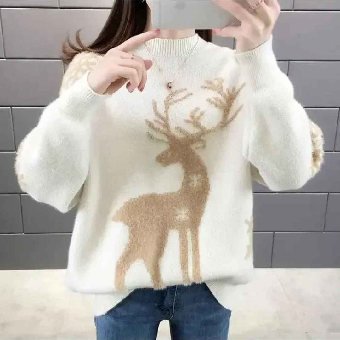Women’s Christmas Reindeer Jumper – Cozy Festive Knit Sweater