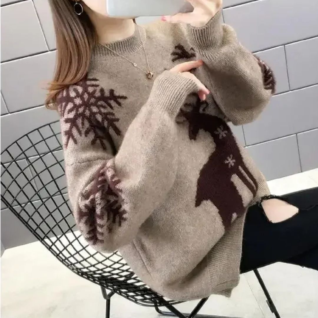 Women’s Christmas Reindeer Jumper – Cozy Festive Knit Sweater