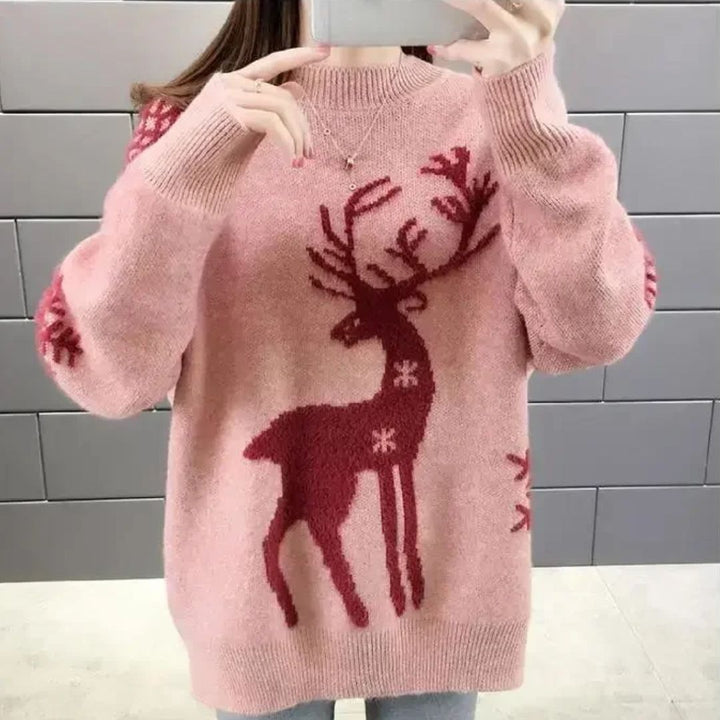 Women’s Christmas Reindeer Jumper – Cozy Festive Knit Sweater
