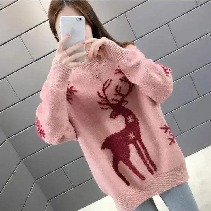 Women’s Christmas Reindeer Jumper – Cozy Festive Knit Sweater