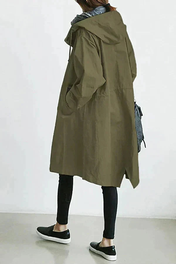 Women’s Oversized Hooded Rain Coat with Pockets