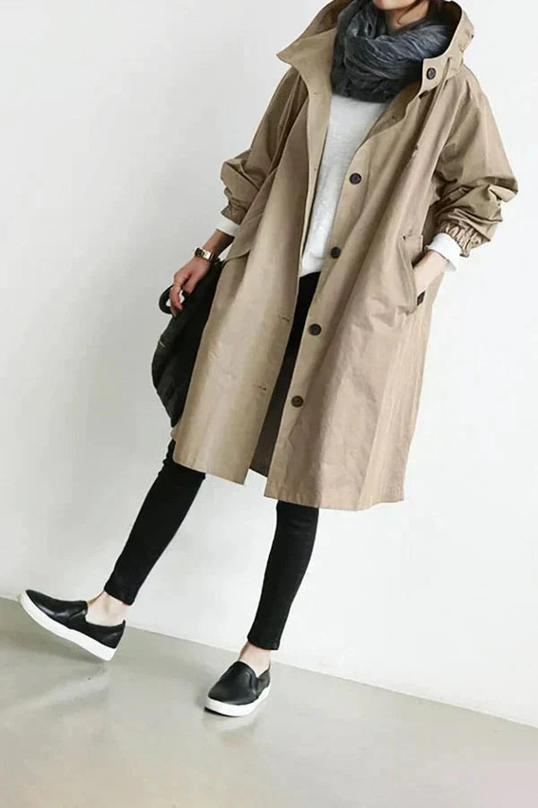 Women’s Oversized Hooded Rain Coat with Pockets
