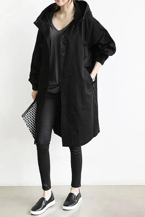 Women’s Oversized Hooded Rain Coat with Pockets