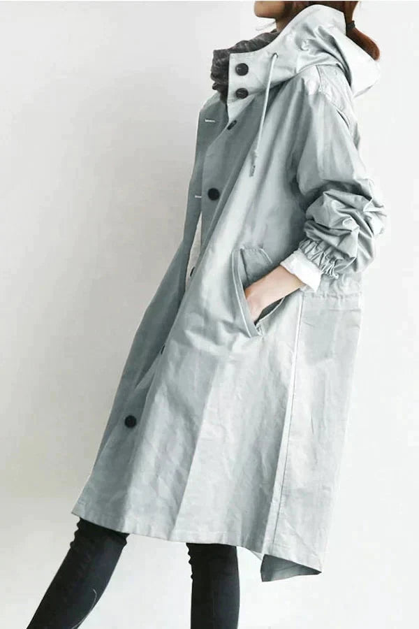 Women’s Oversized Hooded Rain Coat with Pockets