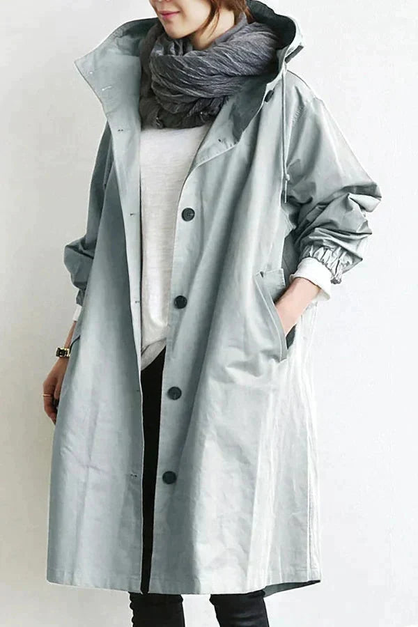 Women’s Oversized Hooded Rain Coat with Pockets