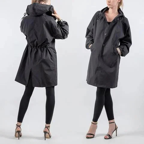 Women’s Oversized Hooded Rain Coat with Pockets