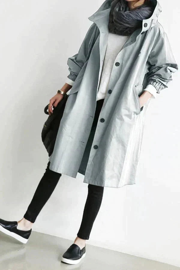 Women’s Oversized Hooded Rain Coat with Pockets