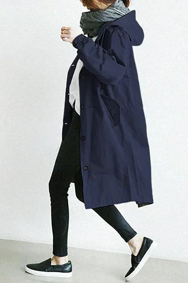 Women’s Oversized Hooded Rain Coat with Pockets