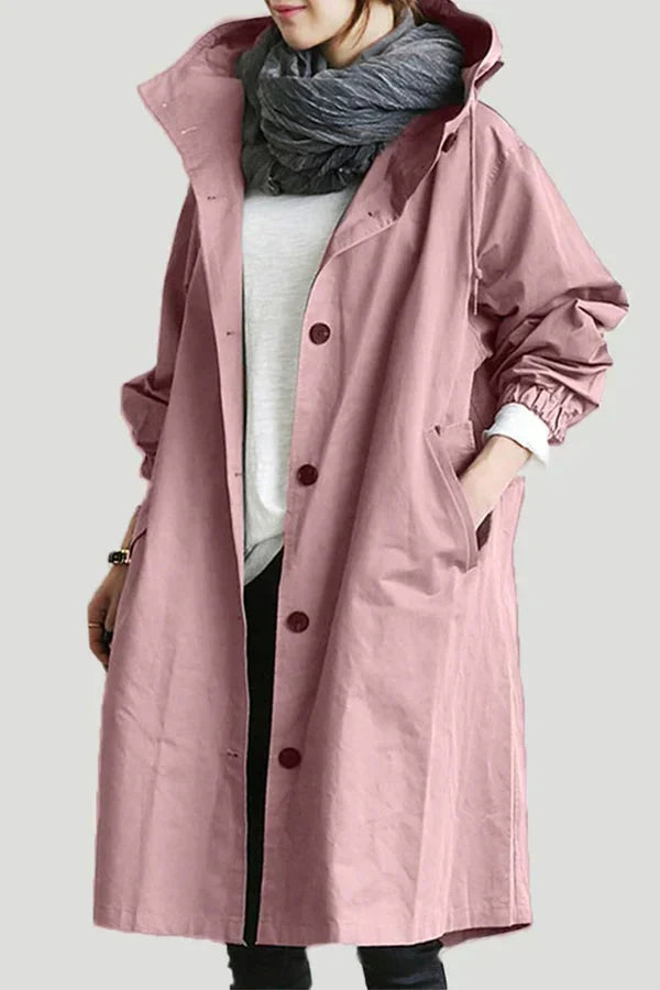 Women’s Oversized Hooded Rain Coat with Pockets