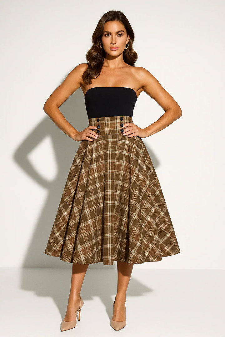 Women’s A-Line Plaid Midi Skirt
