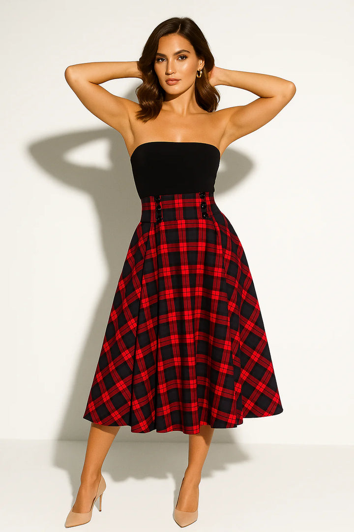 Women’s A-Line Plaid Midi Skirt