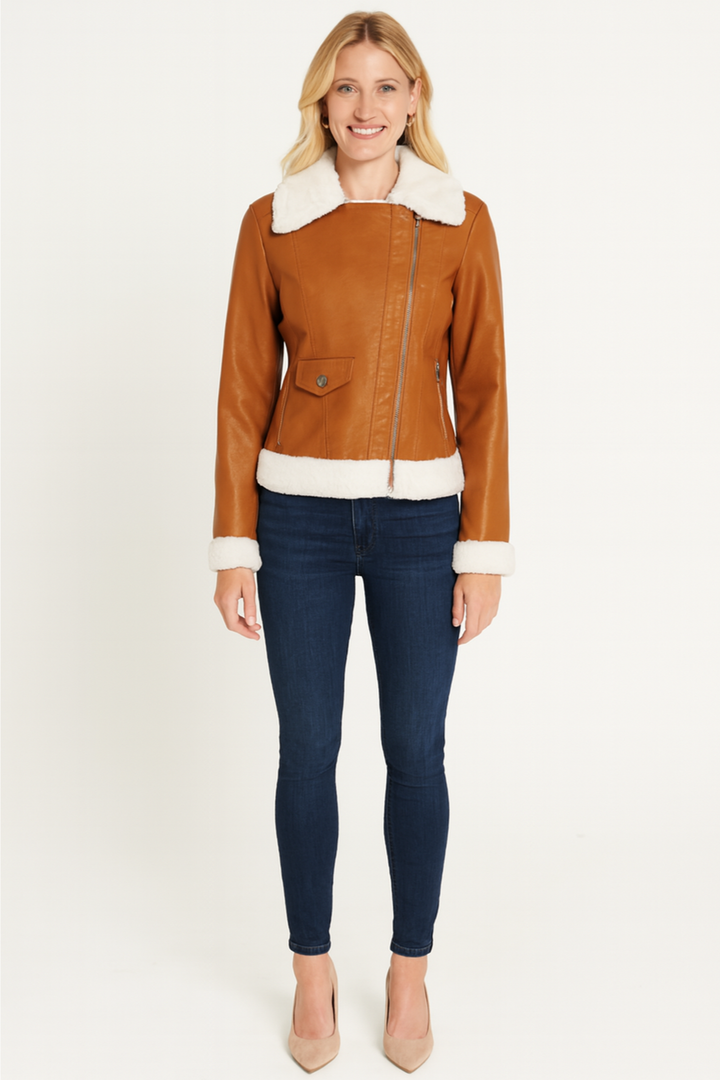 Women’s Asymmetrical Faux Leather Jacket