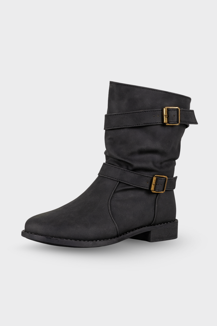 Women's Buckle Strap Mid-Calf Boots